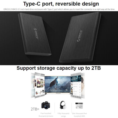 ORICO 2189C3 2.5 inch Type-C Hard Drive Enclosure - HDD Enclosure by ORICO | Online Shopping South Africa | PMC Jewellery | Buy Now Pay Later Mobicred