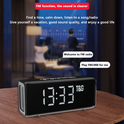 T&G TG174 TWS Mmirror Bluetooth Speaker, Support Alarm Clock / Time & Temperature Display / Micro SD Card / FM / MP3(Black) - Desktop Speaker by T&G | Online Shopping South Africa | PMC Jewellery | Buy Now Pay Later Mobicred