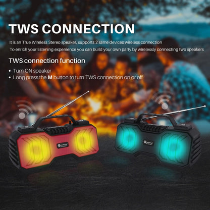 NewRixing NR-2029FMD TWS LED Flashlight Bluetooth Speaker, Support TF Card / FM / 3.5mm AUX / U Disk / Hands-free Calling(Black) - Desktop Speaker by NewRixing | Online Shopping South Africa | PMC Jewellery | Buy Now Pay Later Mobicred