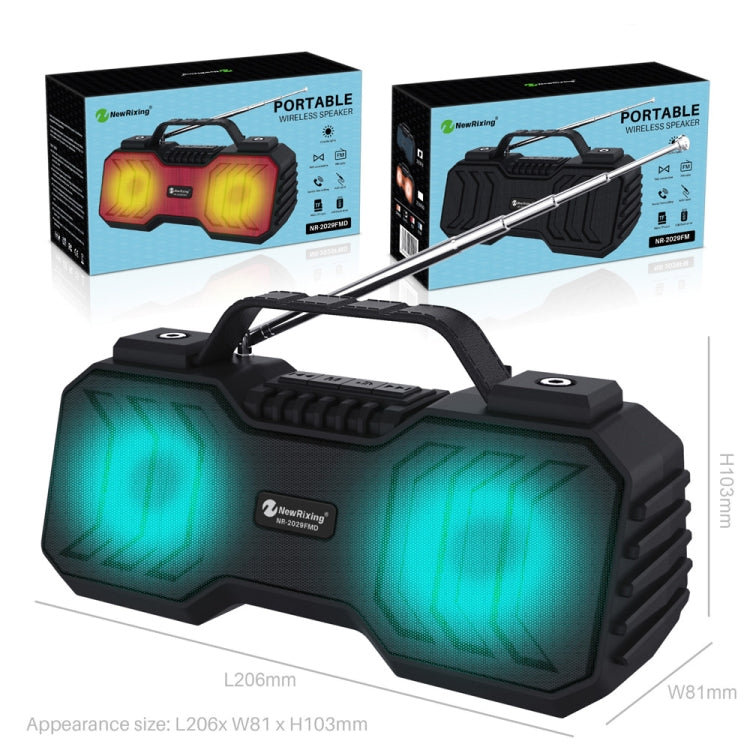 NewRixing NR-2029FMD TWS LED Flashlight Bluetooth Speaker, Support TF Card / FM / 3.5mm AUX / U Disk / Hands-free Calling(Black) - free shipping - PMC Jewellery - Order now!