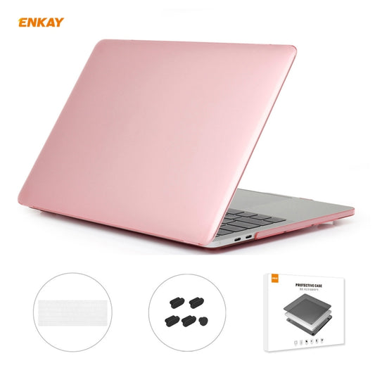 ENKAY 3 in 1 Crystal Laptop Protective Case + EU Version TPU Keyboard Film + Anti-dust Plugs Set for MacBook Pro 13.3 inch A1706 / A1989 / A2159 (with Touch Bar)(Pink) - MacBook Pro Cases by ENKAY | Online Shopping South Africa | PMC Jewellery | Buy Now Pay Later Mobicred