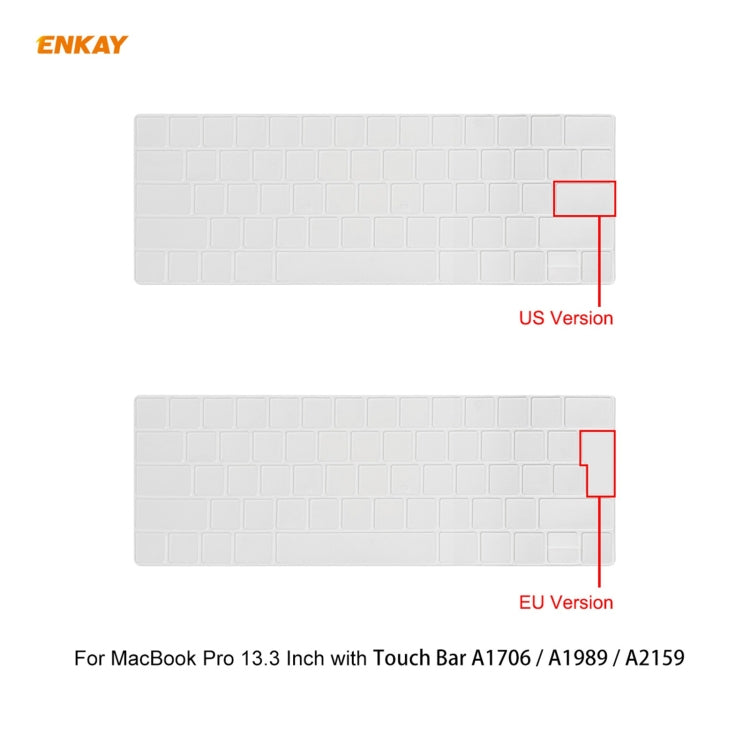 ENKAY 3 in 1 Crystal Laptop Protective Case + EU Version TPU Keyboard Film + Anti-dust Plugs Set for MacBook Pro 13.3 inch A1706 / A1989 / A2159 (with Touch Bar)(Grey) - MacBook Pro Cases by ENKAY | Online Shopping South Africa | PMC Jewellery | Buy Now Pay Later Mobicred