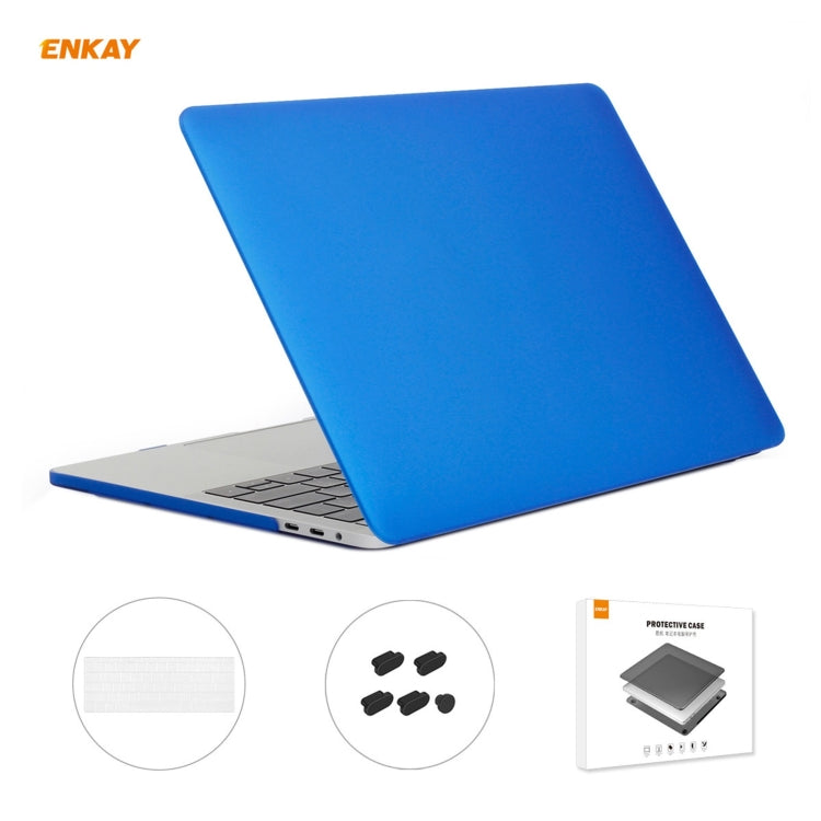 ENKAY 3 in 1 Matte Laptop Protective Case + US Version TPU Keyboard Film + Anti-dust Plugs Set for MacBook Pro 13.3 inch A1706 / A1989 / A2159 (with Touch Bar)(Dark Blue) - MacBook Pro Cases by ENKAY | Online Shopping South Africa | PMC Jewellery | Buy Now Pay Later Mobicred