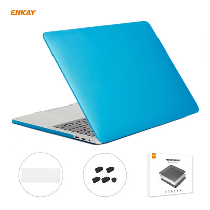 ENKAY 3 in 1 Matte Laptop Protective Case + EU Version TPU Keyboard Film + Anti-dust Plugs Set for MacBook Pro 13.3 inch A1706 / A1989 / A2159 (with Touch Bar)(Light Blue) - MacBook Pro Cases by ENKAY | Online Shopping South Africa | PMC Jewellery | Buy Now Pay Later Mobicred