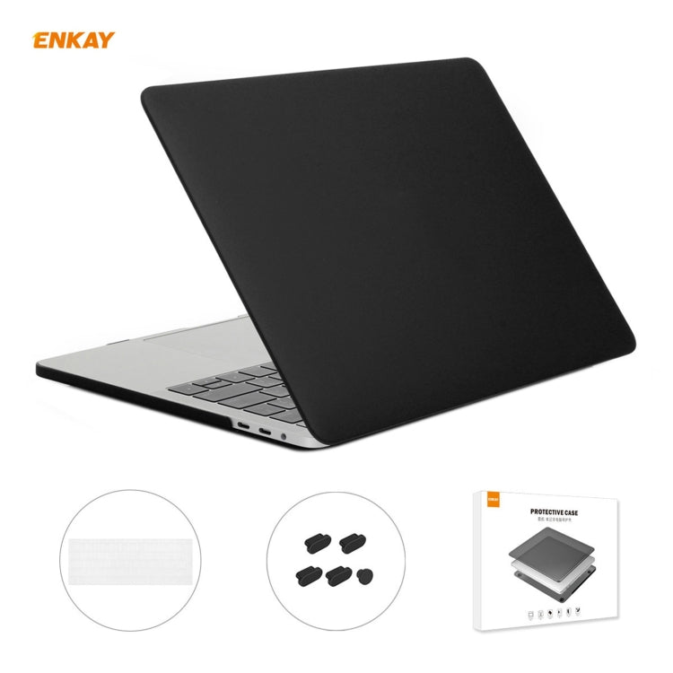 ENKAY 3 in 1 Matte Laptop Protective Case + EU Version TPU Keyboard Film + Anti-dust Plugs Set for MacBook Pro 13.3 inch A1708 (without Touch Bar)(Black) - MacBook Pro Cases by ENKAY | Online Shopping South Africa | PMC Jewellery | Buy Now Pay Later Mobicred