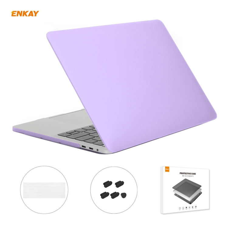 ENKAY 3 in 1 Matte Laptop Protective Case + EU Version TPU Keyboard Film + Anti-dust Plugs Set for MacBook Pro 15.4 inch A1707 & A1990 (with Touch Bar)(Purple) - MacBook Pro Cases by ENKAY | Online Shopping South Africa | PMC Jewellery | Buy Now Pay Later Mobicred