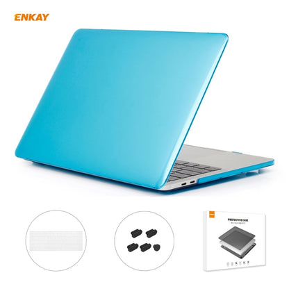 ENKAY 3 in 1 Crystal Laptop Protective Case + US Version TPU Keyboard Film + Anti-dust Plugs Set for MacBook Pro 15.4 inch A1707 & A1990 (with Touch Bar)(Light Blue) - MacBook Pro Cases by ENKAY | Online Shopping South Africa | PMC Jewellery | Buy Now Pay Later Mobicred