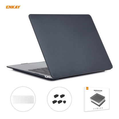 ENKAY 3 in 1 Matte Laptop Protective Case + EU Version TPU Keyboard Film + Anti-dust Plugs Set for MacBook Air 13.3 inch A1932 (2018)(Black) - MacBook Air Cases by ENKAY | Online Shopping South Africa | PMC Jewellery | Buy Now Pay Later Mobicred