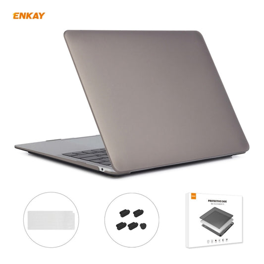 ENKAY 3 in 1 Matte Laptop Protective Case + EU Version TPU Keyboard Film + Anti-dust Plugs Set for MacBook Air 13.3 inch A2179 & A2337 (2020)(Grey) - MacBook Pro Cases by ENKAY | Online Shopping South Africa | PMC Jewellery | Buy Now Pay Later Mobicred