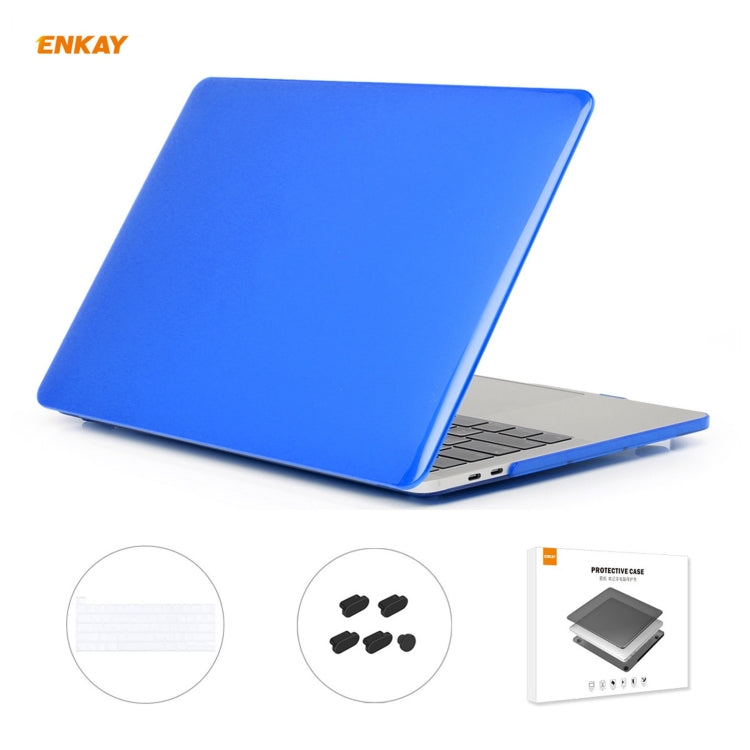 ENKAY 3 in 1 Crystal Laptop Protective Case + US Version TPU Keyboard Film + Anti-dust Plugs Set for MacBook Pro 13.3 inch A2251 & A2289 & A2338 (with Touch Bar)(Dark Blue) - MacBook Pro Cases by ENKAY | Online Shopping South Africa | PMC Jewellery | Buy Now Pay Later Mobicred