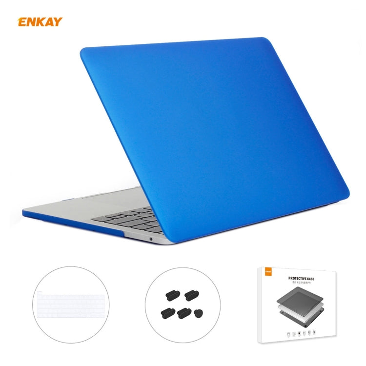 ENKAY 3 in 1 Matte Laptop Protective Case + US Version TPU Keyboard Film + Anti-dust Plugs Set for MacBook Pro 13.3 inch A2251 & A2289 & A2338 (with Touch Bar)(Dark Blue) - MacBook Pro Cases by ENKAY | Online Shopping South Africa | PMC Jewellery | Buy Now Pay Later Mobicred