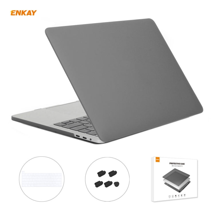 ENKAY 3 in 1 Matte Laptop Protective Case + EU Version TPU Keyboard Film + Anti-dust Plugs Set for MacBook Pro 16 inch A2141 (with Touch Bar)(Grey) - MacBook Pro Cases by ENKAY | Online Shopping South Africa | PMC Jewellery | Buy Now Pay Later Mobicred