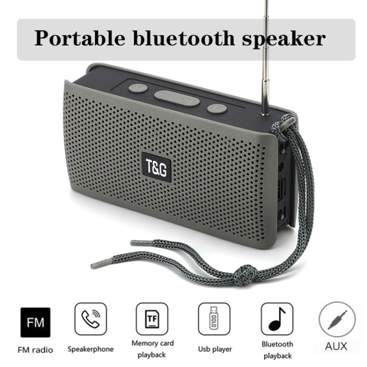 T&G TG282 Portable Bluetooth Speakers with Flashlight, Support TF Card / FM / 3.5mm AUX / U Disk / Hands-free Call(Gray) - Desktop Speaker by T&G | Online Shopping South Africa | PMC Jewellery | Buy Now Pay Later Mobicred