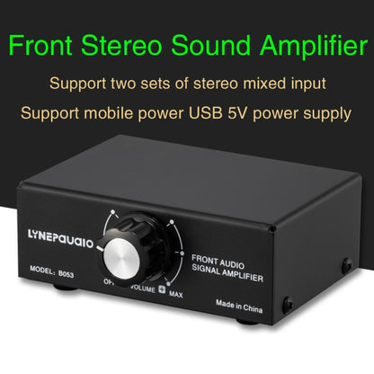 B053 Front Stereo Sound Amplifier Headphone Speaker Amplifier Booster with Volume Adjustment, 2-Way Mixer, USB 5V Power Supply, US Plug -  by PMC Jewellery | Online Shopping South Africa | PMC Jewellery | Buy Now Pay Later Mobicred