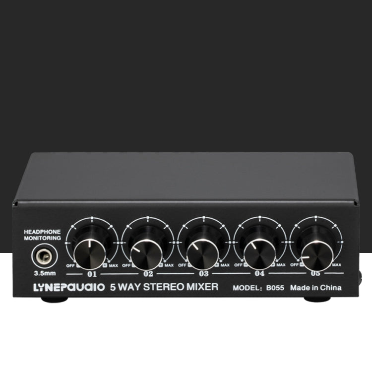 B055 5-Channel Active Stereo Mixer Multi-Channel Mixer with Independent Volume Adjustment  & USB 5V Power Output & Headphone Monitoring, US Plug -  by PMC Jewellery | Online Shopping South Africa | PMC Jewellery | Buy Now Pay Later Mobicred