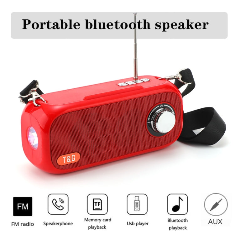 T&G TG613 TWS Solar Portable Bluetooth Speakers with LED Flashlight, Support TF Card / FM / AUX / U Disk(Red) - Desktop Speaker by T&G | Online Shopping South Africa | PMC Jewellery | Buy Now Pay Later Mobicred