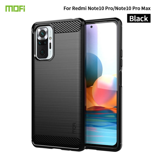 For Xiaomi Redmi Note 10 Pro / Note 10 Pro Max MOFI Gentleness Series Brushed Texture Carbon Fiber Soft TPU Case(Black) - Xiaomi Cases by MOFI | Online Shopping South Africa | PMC Jewellery