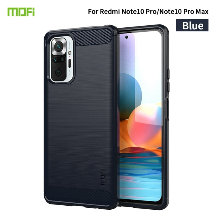 For Xiaomi Redmi Note 10 Pro / Note 10 Pro Max MOFI Gentleness Series Brushed Texture Carbon Fiber Soft TPU Case(Blue) - Xiaomi Cases by MOFI | Online Shopping South Africa | PMC Jewellery | Buy Now Pay Later Mobicred