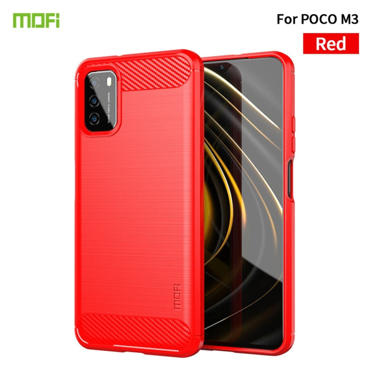 For Xiaomi Poco M3 / Redmi 9T MOFI Gentleness Series Brushed Texture Carbon Fiber Soft TPU Case(Red) - Xiaomi Cases by MOFI | Online Shopping South Africa | PMC Jewellery