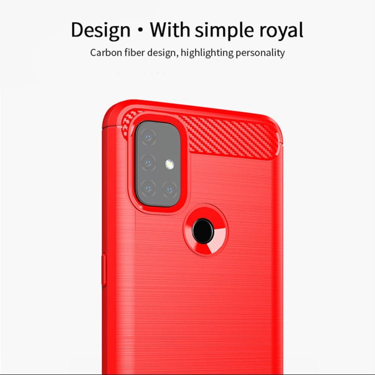 For OnePlus Nord N10 5G MOFI Gentleness Series Brushed Texture Carbon Fiber Soft TPU Case(Red) - OnePlus Cases by MOFI | Online Shopping South Africa | PMC Jewellery