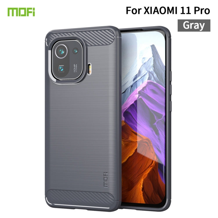 For Xiaomi Mi 11 Pro MOFI Gentleness Series Brushed Texture Carbon Fiber Soft TPU Case(Gray) - Xiaomi Cases by MOFI | Online Shopping South Africa | PMC Jewellery | Buy Now Pay Later Mobicred