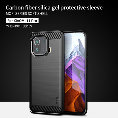 For Xiaomi Mi 11 Pro MOFI Gentleness Series Brushed Texture Carbon Fiber Soft TPU Case(Gray) - Xiaomi Cases by MOFI | Online Shopping South Africa | PMC Jewellery | Buy Now Pay Later Mobicred