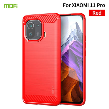 For Xiaomi Mi 11 Pro MOFI Gentleness Series Brushed Texture Carbon Fiber Soft TPU Case(Red) - Xiaomi Cases by MOFI | Online Shopping South Africa | PMC Jewellery | Buy Now Pay Later Mobicred