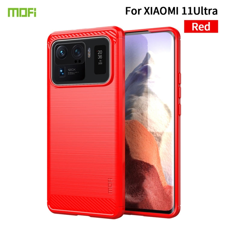 For Xiaomi Mi 11 Ultra MOFI Gentleness Series Brushed Texture Carbon Fiber Soft TPU Case(Red) - Xiaomi Cases by MOFI | Online Shopping South Africa | PMC Jewellery