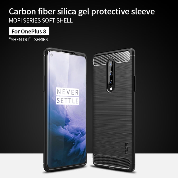 For OnePlus 8 MOFI Gentleness Series Brushed Texture Carbon Fiber Soft TPU Case(Gray) - OnePlus Cases by MOFI | Online Shopping South Africa | PMC Jewellery