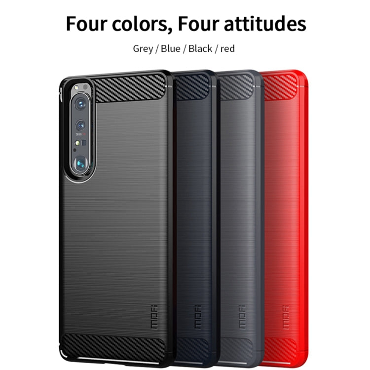 For Sony Xperia 1 lll MOFI Gentleness Series Brushed Texture Carbon Fiber Soft TPU Case(Red) - Sony Cases by MOFI | Online Shopping South Africa | PMC Jewellery