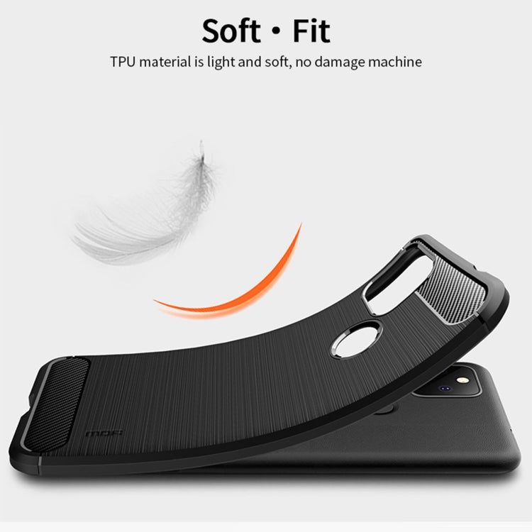 For Google Pixel 5a 5G MOFI Gentleness Series Brushed Texture Carbon Fiber Soft TPU Case(Red) - Google Cases by MOFI | Online Shopping South Africa | PMC TechLife | Buy Now Pay Later Mobicred