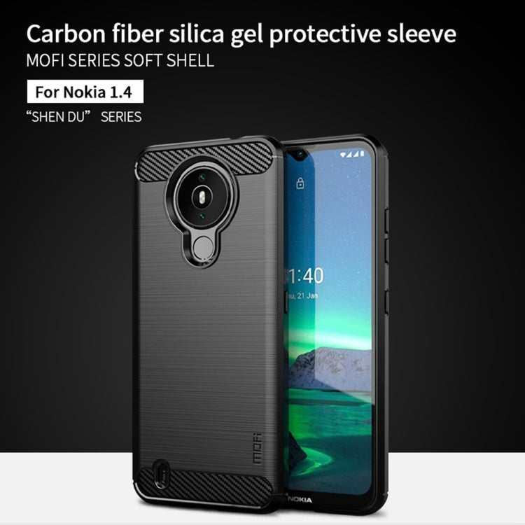 For Nokia 1.4 MOFI Gentleness Series Brushed Texture Carbon Fiber Soft TPU Case(Blue) - Nokia Cases by MOFI | Online Shopping South Africa | PMC TechLife | Buy Now Pay Later Mobicred