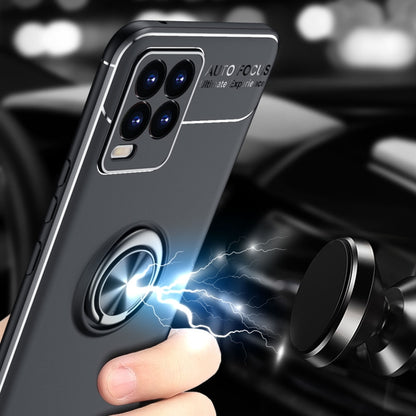 For OPPO Realme 8 / 8 Pro Metal Ring Holder 360 Degree Rotating TPU Case(Black+Black) - Realme Cases by PMC Jewellery | Online Shopping South Africa | PMC Jewellery | Buy Now Pay Later Mobicred