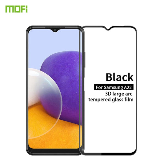 For Samsung Galaxy A22 5G MOFI 9H 3D Explosion-proof Curved Screen Tempered Glass Film(Black) - Galaxy Tempered Glass by MOFI | Online Shopping South Africa | PMC Jewellery