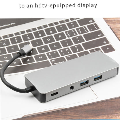 WS-06 9 in 1 Type-C to RJ45 + VGA + PD + HDMI + SD + TF + Audio 3.5mm+ 2 x USB3.0 HUB Adapter - Card Reader by PMC Jewellery | Online Shopping South Africa | PMC Jewellery | Buy Now Pay Later Mobicred