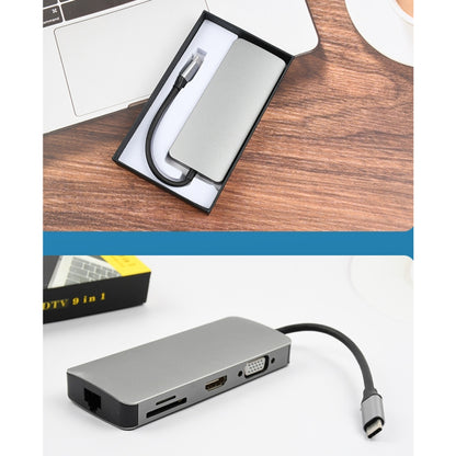 WS-06 9 in 1 Type-C to RJ45 + VGA + PD + HDMI + SD + TF + Audio 3.5mm+ 2 x USB3.0 HUB Adapter - Card Reader by PMC Jewellery | Online Shopping South Africa | PMC Jewellery | Buy Now Pay Later Mobicred