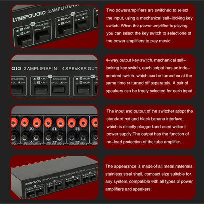 2-in 4-out Power Amplifier Speaker Switcher Splitter Comparator 300W Per Channel Without Loss Of Sound Quality -  by PMC Jewellery | Online Shopping South Africa | PMC Jewellery | Buy Now Pay Later Mobicred