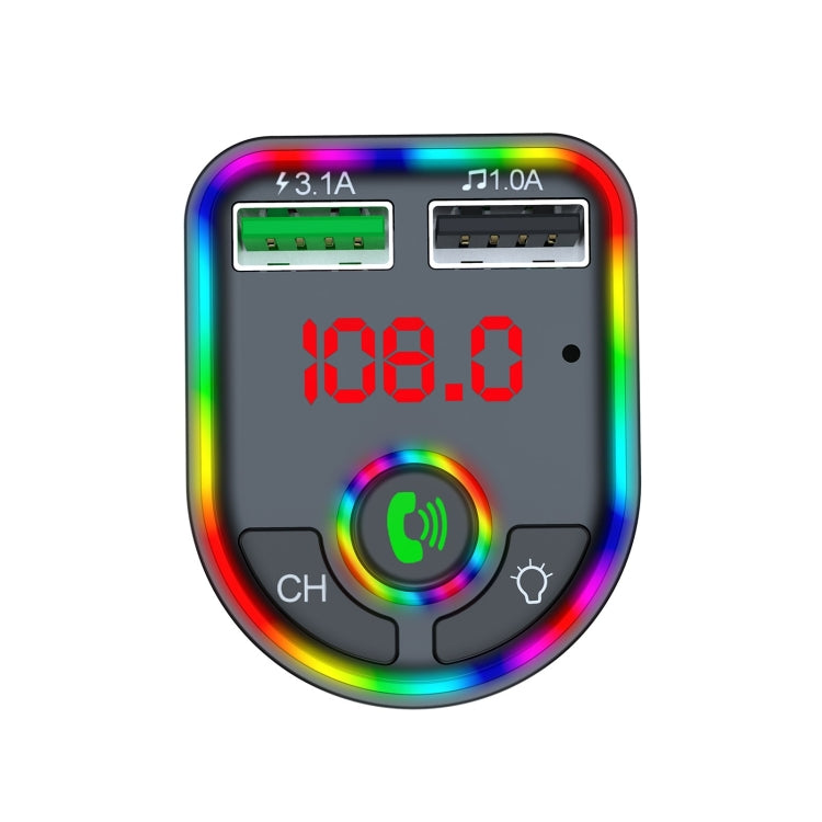 F6 Car FM Transmitter Colorful Breathing Atmosphere Lamp  MP3 Player Charger - Bluetooth Car Kits by PMC TechLife | Online Shopping South Africa | PMC TechLife | Buy Now Pay Later Mobicred