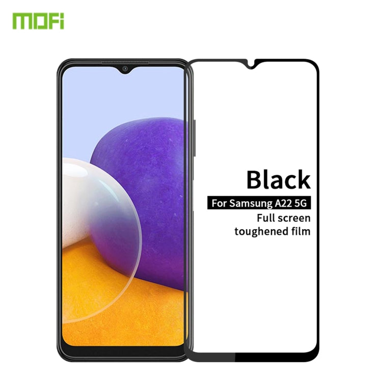 For Samsung Galaxy A22 5G MOFI 9H 2.5D Full Screen Tempered Glass Film(Black) - Galaxy Tempered Glass by MOFI | Online Shopping South Africa | PMC Jewellery | Buy Now Pay Later Mobicred