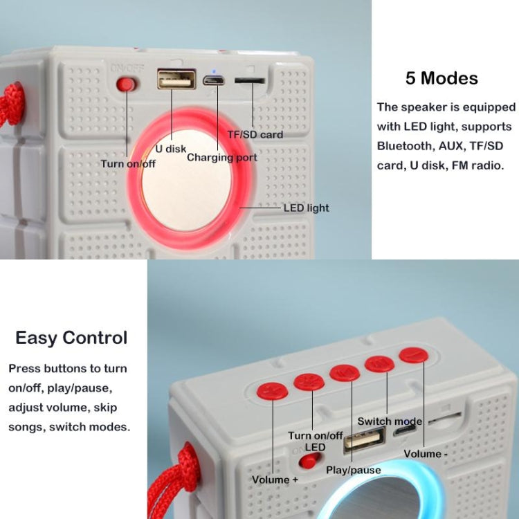 T&G TG311 LED Flashlight Portable Bluetooth Speaker, Support TF Card / FM / 3.5mm AUX / U Disk(Red) - Desktop Speaker by T&G | Online Shopping South Africa | PMC Jewellery | Buy Now Pay Later Mobicred