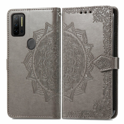 For Ulefone Note 11 Plus Mandala Flower Embossed Horizontal Flip Leather Case with Bracket / Card Slot / Wallet / Lanyard(Grey) - Ulefone Cases by PMC Jewellery | Online Shopping South Africa | PMC Jewellery | Buy Now Pay Later Mobicred