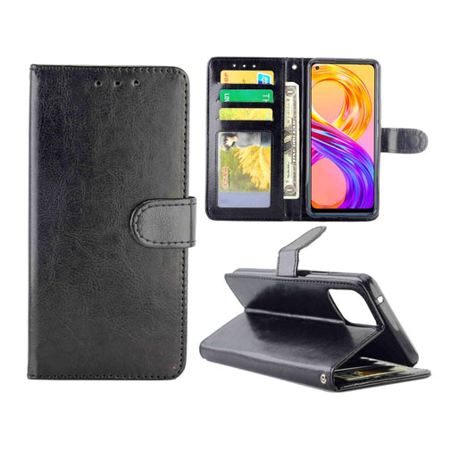For OPPO Realme 8 / 8 Pro Crazy Horse Texture Leather Horizontal Flip Protective Case with Holder & Card Slots & Wallet & Photo Frame(Black) - Realme Cases by PMC Jewellery | Online Shopping South Africa | PMC Jewellery | Buy Now Pay Later Mobicred