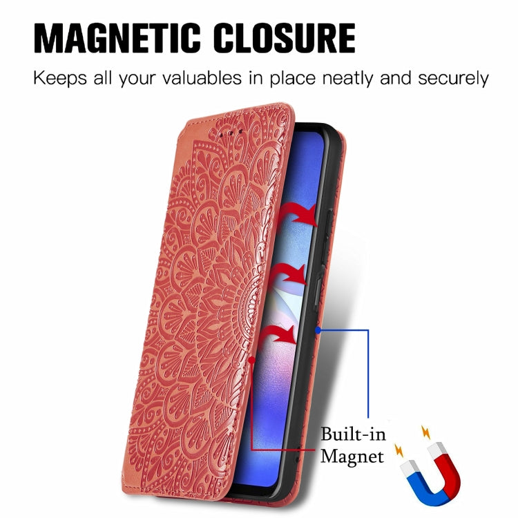 For Blackview A90 Blooming Mandala Embossed Pattern Magnetic Horizontal Flip Leather Case with Holder & Card Slots & Wallet(Red) - More Brand by PMC Jewellery | Online Shopping South Africa | PMC Jewellery | Buy Now Pay Later Mobicred