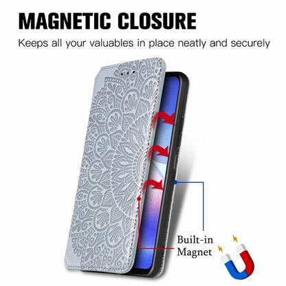 For Blackview A90 Blooming Mandala Embossed Pattern Magnetic Horizontal Flip Leather Case with Holder & Card Slots & Wallet(Gray) - More Brand by PMC Jewellery | Online Shopping South Africa | PMC Jewellery | Buy Now Pay Later Mobicred