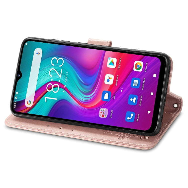 For  Doogee X96 Pro Four-leaf Clasp Embossed Buckle Mobile Phone Protection Leather Case with Lanyard & Card Slot & Wallet & Bracket Function(Rose Gold) - More Brand by PMC Jewellery | Online Shopping South Africa | PMC Jewellery | Buy Now Pay Later Mobicred