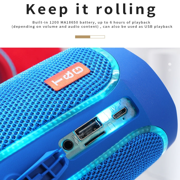 T&G TG287 LED Flashing Light Bluetooth Speaker Portable Wireless Stereo Bass Subwoofer FM / TF / USB(Blue) - Desktop Speaker by T&G | Online Shopping South Africa | PMC Jewellery | Buy Now Pay Later Mobicred