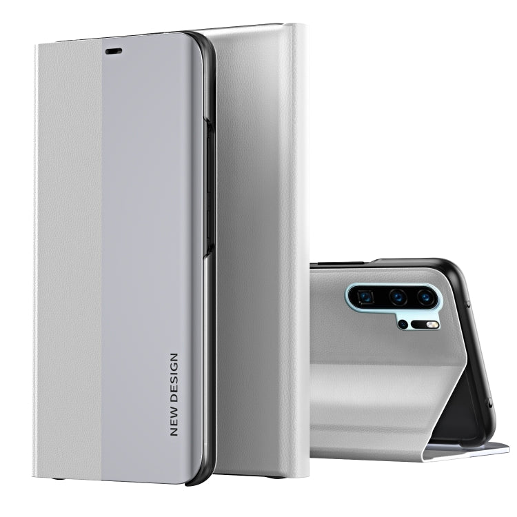 For Huawei P30 Pro Side Electroplated Dormant Ultra-Thin Horizontal Flip Leather Case with Holder(Silver) - Huawei Cases by PMC TechLife | Online Shopping South Africa | PMC TechLife