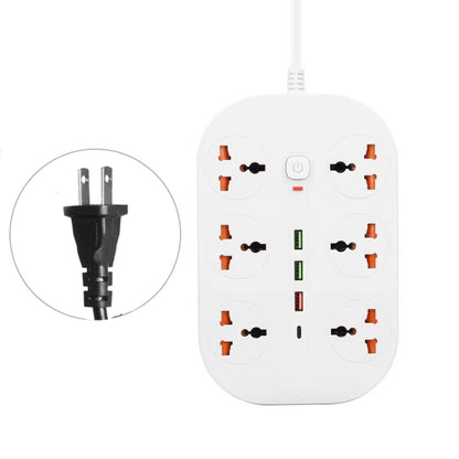 T21 PD3.0 + QC3.0 Multi Hole Row Plug 3000W High Power Socket, US Plug(White) - Extension Socket by PMC Jewellery | Online Shopping South Africa | PMC Jewellery | Buy Now Pay Later Mobicred