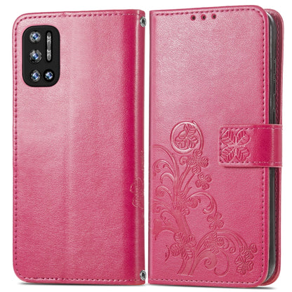 For DOOGEE N40 Pro Four-leaf Clasp Embossed Leather Case with Lanyard & Card Slot & Wallet & Holder(Magenta) - More Brand by PMC Jewellery | Online Shopping South Africa | PMC Jewellery | Buy Now Pay Later Mobicred