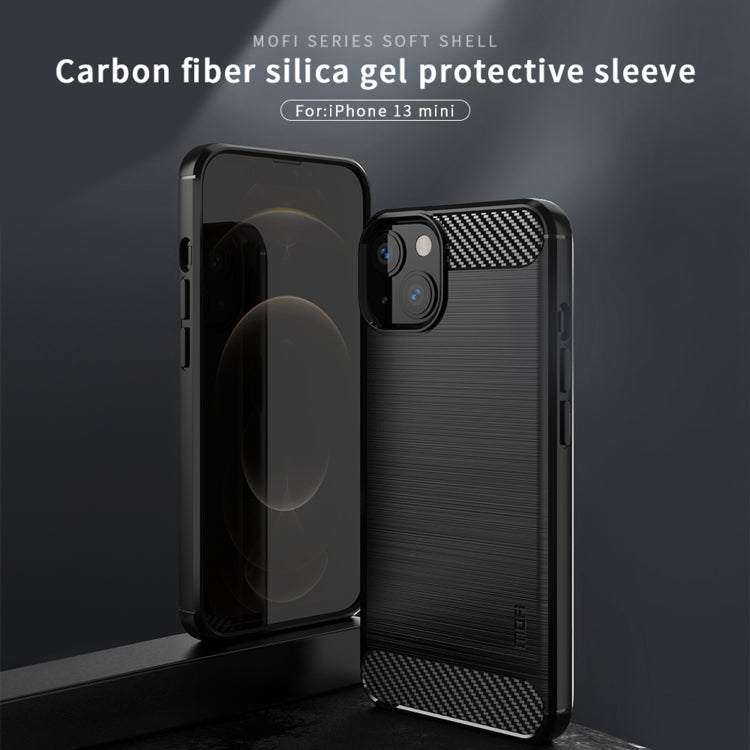 For iPhone 13 mini MOFI Gentleness Series Brushed Texture Carbon Fiber Soft TPU Case  (Gray) - iPhone 13 mini Cases by MOFI | Online Shopping South Africa | PMC Jewellery